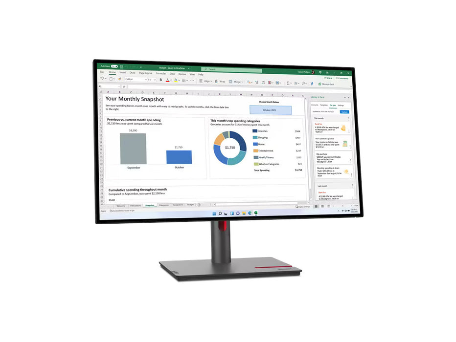 Lenovo ThinkVision P27h-30 27" Inch 2K QHD Monitor, IPS Panel, LTPS Stand | 63A1GAT1UK