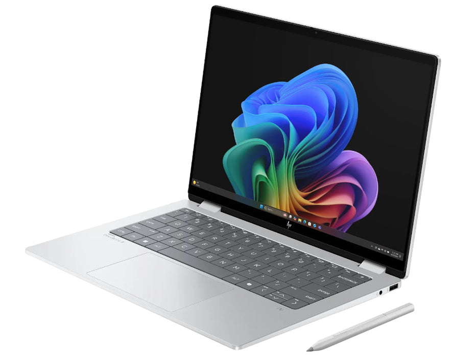 HP OmniBook X Flip 14-FM0047NR 2-in-1 Next Gen AI Laptop, Core Ultra 7-256V, 14 Inch 2K Touchscreen, Windows 11, Glacier Silver | B88A6UA