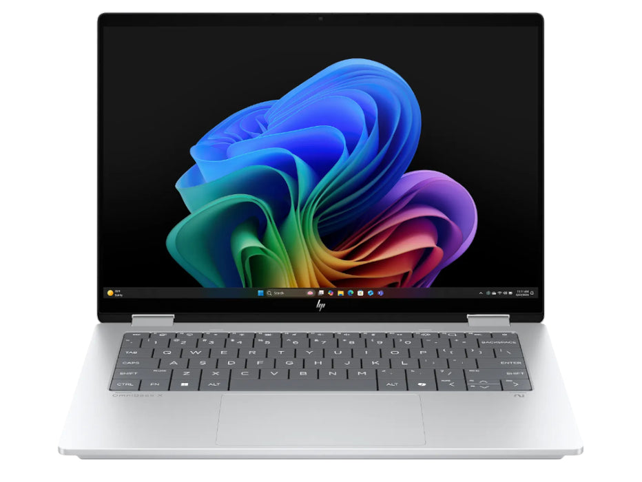 HP OmniBook X Flip 14-FM0047NR 2-in-1 Next Gen AI Laptop, Core Ultra 7-256V, 14 Inch 2K Touchscreen, Windows 11, Glacier Silver | B88A6UA