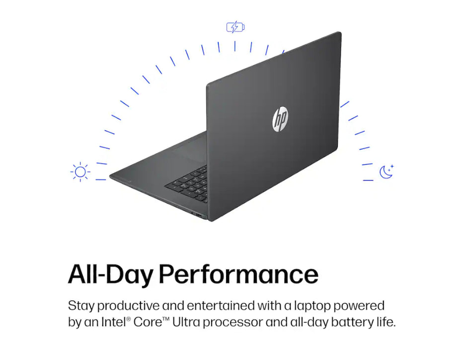 HP OmniBook 3 AI PC 17-dg0000, Ultra 7-255U, 17.3 Inch FHD, Windows 11, Mica Silver | D7NF3UA