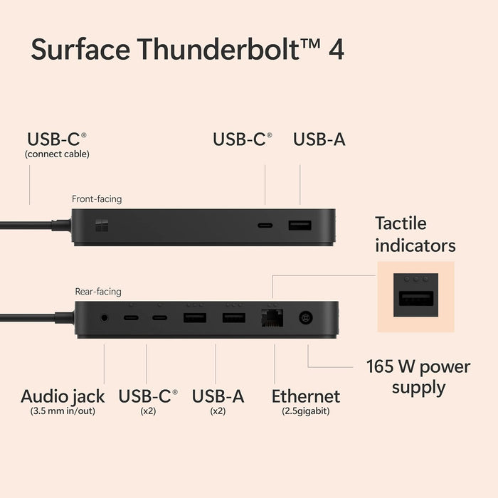 Microsoft Surface Thunderbolt 4 Dock - High-Speed Docking Station with Dual 4K Monitor Support | T8H-00016