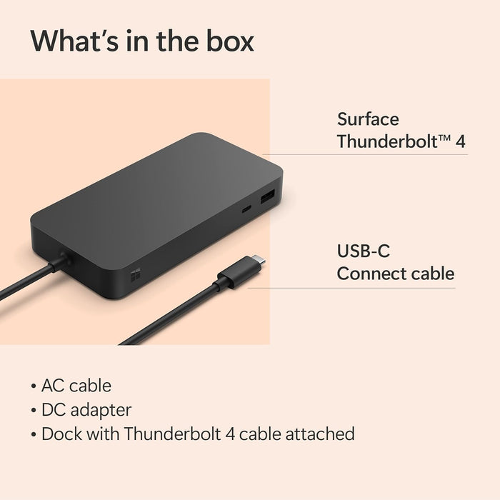 Microsoft Surface Thunderbolt 4 Dock - High-Speed Docking Station with Dual 4K Monitor Support | T8H-00016