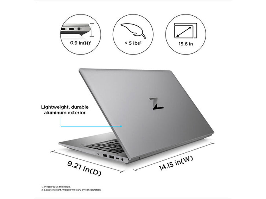 HP ZBook Power G9 Mobile Workstation Laptop, Intel 14 Core i7-12700H, 16GB 512GB SSD, 15.6 Inch FHD, NVIDIA RTX A1000 4GB, Windows 11 Grey | 6G951UT